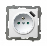 OSPEL - GNIAZDO POJEDYNCZE Z UZIEMIENIEM 2P+Z Z PRZESŁONAMI ZACISKI AUTOMATYCZNE Z ŁADOWARKĄ USB 16A/230 USB 5V/2.1A IP20 BIAŁY AS - GP-1GZPUSB/m/00
