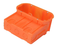 OSPEL - Puszka instalacyjna końcowa z kieszenią podwójna z wkrętami głęboka 2 x O60. - PP-F2X60GŁ-P-K