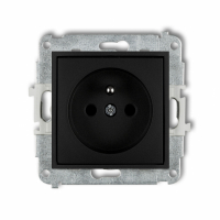 KARLIK - GNIAZDO POJEDYŃCZE Z UZIEMIENIEM Z PRZESŁONAMI 2P+Z IP 20, 16A 250V~ CZARNY MAT MINI - 12MGP-1zp