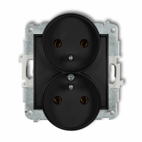 KARLIK - GNIAZDO PODWÓJNE Z UZIEMIENIEM 2x(2P+Z) CZARNY MAT MINI - 12MGPR-2z