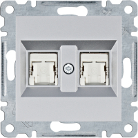 HAGER - lumina Gniazdo komputerowe podwójne RJ45 kat.5e FTP, srebrny - WL2142