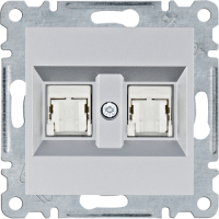 HAGER - lumina Gniazdo komputerowe podwójne RJ45 kat.6 UTP, srebrny - WL2162