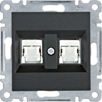 HAGER - lumina Gniazdo komputerowe podwójne RJ45 kat.6 FTP, czarny - WL2183