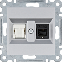 HAGER - lumina Gniazdo RJ11/12 + RJ45, srebrny - WL2212