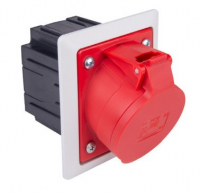 PCE - GNIAZDO TABLICOWE Z PUSZKĄ I RAMKA TWIST 32A 4P 400V 80X97MM CZERWONY KOŁNIERZ JASNO SZARY - 424-6pkr
