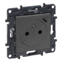 LEGRAND - GNIAZDO POJEDYNCZE Z UZIEMIENIEM 2P+Z Z PRZESŁONĄ USB TYP C UMIESZCZONY W PLAKIETCE ZACISKI AUTOMATYCZNE 16A 230V STALOWY NILOE STEP - 863438