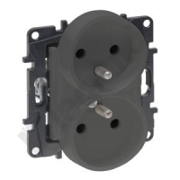 LEGRAND - GNIAZDO PODWÓJNE Z UZIEMIENIEM 2X2P+Z ZACISKI ŚRUBOWE 16A 230V STALOWY NILOE STEP - 863432