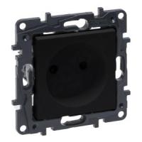 LEGRAND - GNIAZDO POJEDYNCZE BEZ UZIEMIENIA 2P Z PRZESŁONĄ ZACISKI ŚRUBOWE 16A 230V CZARNY NILOE STEP - 863519