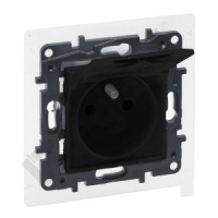 LEGRAND - GNIAZDO POJEDYNCZE Z UZIEMIENIEM 2P+Z Z PRZESŁONĄ ZACISKI AUTOMATYCZNE 16A 230V IP44 CZARNY NILOE STEP - 863536