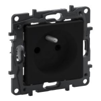 LEGRAND - GNIAZDO POJEDYNCZE 2P+Z Z PRZESŁONĄ ZACISKI AUTOMATYCZNE 16A 230V CZARNY NILOE STEP - 863533
