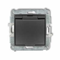 KARLIK - MINI Mechanizm gniazda bryzgoszczelnego z uziemieniem 2P+Z (klapka grafit (przesłony torów prądowych - 11MGPB-1zp