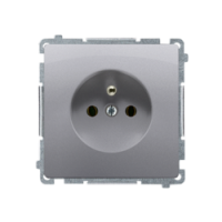 KONTAKT SIMON - GNIAZDO POJEDYNCZE Z UZIEMIENIEM 2P+Z ZACISKI ŚRUBOWE 16A 250V IP20 INOX BASIC - BMGZ1.01/21