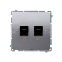 KONTAKT SIMON - Gniazdo komputerowe RJ45 kat.5e + telefoniczne RJ11 (moduł). Montaż gniazda na wkręty do puszki; stal inox - BMF5T.02/21
