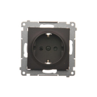 KONTAKT SIMON - Gniazdo Schuko z przesłonami (moduł) 16A, 250V~, szybkozłącza; brąz mat - DGSz1CZ.01/46