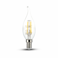 V-TAC - VT-264 4W CF37 Żarówka LED Filament / Klosz Transparentny / Chip SAMSUNG / Barwa:2700K / Trzonek:E14 - 275