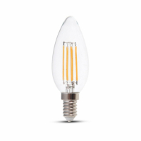 V-TAC - VT-254D 4W C35 Żarówka LED Filament / Klosz Transparentny / Chip SAMSUNG / Barwa:2700K / Ściemnialna / Trzonek:E14 - 278