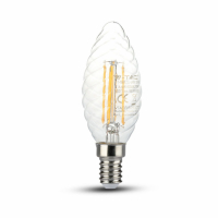 V-TAC - VT-274 4W C35 Żarówka LED Filament Twist / Klosz Transparentny / Chip SAMSUNG / Barwa:2700K / Trzonek:E14 - 279