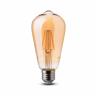 V-TAC - VT-1966 6W LED ST64 Żarówka LED Filament / Klosz:Bursztynowy / Barwa:2200K / Trzonek:E27 - 4362