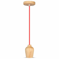 V-TAC - VT-7778 Lampa wisząca / Drewno / Czerwony przewód - 3723