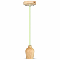 V-TAC - VT-7778 Lampa wisząca / Drewno / Zielony przewód - 3725