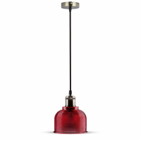 V-TAC - VT-7150 Lampa wisząca / Klosz: Czerwone szkło / zwis 150 cm - 3731