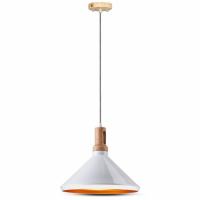 V-TAC - VT-7535 Lampa wisząca / Klosz: Stalowy z elementem drewna / Biały - 3763