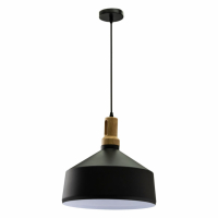 V-TAC - VT-7545 Lampa wisząca / Klosz: Stalowy z elementem drewna / Czarny - 3766