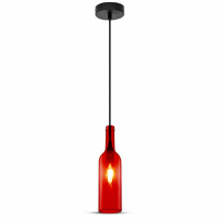 V-TAC - VT-7558 Lampa wisząca butelka / Klosz: Szklany / Czerwony - 3769