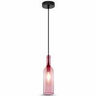 V-TAC - VT-7558 Lampa wisząca butelka / Klosz: Szklany / Jasny Róż - 3772