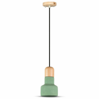 V-TAC - VT-7125 Lampa Wisząca / Beton + Drewno / Zielony / Średnica: 125 - 3856