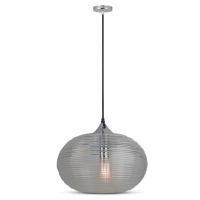 V-TAC - VT-7350 Lampa Wisząca / Klosz: Podwójne szkło karbowane / Dymny / Średnica: 350 - 3880