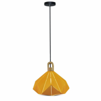 V-TAC - VT-7323 Lampa Wisząca / Żółty + Drewno / Średnica: 320 - 3950