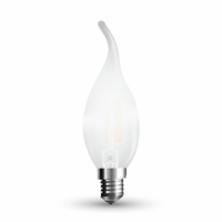 V-TAC - VT-2056D 4W C35 Żarówka LED Filament / Klosz: Mleczny plomień / Ściemnialna / Barwa:2700K / Trzonek:E14 - 7177
