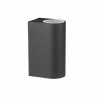 V-TAC - VT-7652 Kinkiet SLEEK dwukierunkowy 2xGU10 / Kształt: okrągły / Obudowa: Czarna / IP44 - 7509