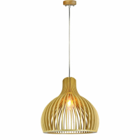 V-TAC - VT-3450 Lampa wisząca / Klosz drewno z chromowanymi dekoracjami / Średnica: 450 - 40501