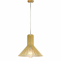 V-TAC - VT-3350 Lampa wisząca / Klosz drewno z chromowanymi dekoracjami / Średnica: 350 - 40511