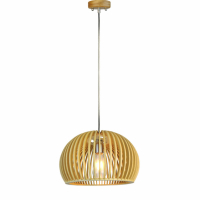 V-TAC - VT-3200 Lampa wisząca / Klosz drewno z chromowanymi dekoracjami / Średnica: 200 - 40531