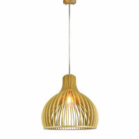 V-TAC - VT-4453 Lampa wisząca / Klosz drewno z chromowanymi dekoracjami / Średnica: 450 - 40551