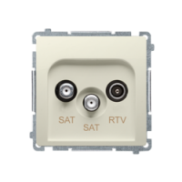 KONTAKT SIMON - Gniazdo antenowe satelitarne podwójne końcowe SAT-SAT-RTV, (moduł). 2xwejście: SAT: 5–2400 MHz, RTV: 5–862 MHz; beż - BMZAR+SAT3.1-P2.01/12