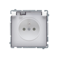 KONTAKT SIMON - GNIAZDO POJEDYNCZE Z UZIEMIENIEM 2P+Z KLAPKĄ DYMNĄ Z PRZESŁONAMI ZACISKI ŚRUBOWE 16A 250V IP44 BIAŁY BASIC - BMGZ1BZ.01/11A