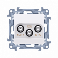 KONTAKT SIMON - GNIAZDO ANTENOWE SATELITARNE PODWÓJNE SAT-SAT-RTV 1X WEJŚCIE 5 MHZ-2,4 GHZ BIAŁY SIMON 10 - CASK2F.01/11