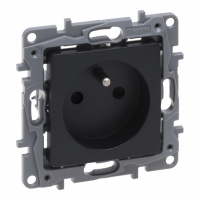 LEGRAND - GNIAZDO POJEDYNCZE Z UZIEMIENIEM 2P+Z Z PRZESŁONAMI ZACISKI AUTOMATYCZNE 16A 250V ANTRACYT NILOE SELECTION - 762225