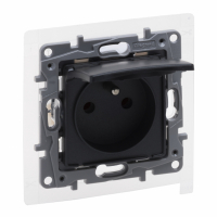 LEGRAND - GNIAZDO POJEDYNCZE Z UZIEMIENIEM 2P+Z Z PRZESŁONAMI ZACISKI ŚRUBOWE 16A 250V IP44 ANTRACYT NILOE SELECTION - 762237