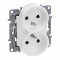 LEGRAND - GNIAZDO PODWÓJNE Z UZMIENIEM 2X2P+Z DO RAMEK WIELOKROTNYCH Z PRZESŁONĄ ZACISKI ŚRUBOWE PERŁOWY NILOE SELECTION - 762442