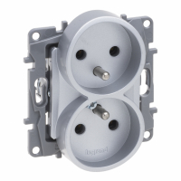 LEGRAND - NILOE SELECTION - GNIAZDO 2 X 2P+Z DO RAMEK WIELOKROTNYCH (BEZ PRZESŁONY, ZACISKI ŚRUBOWE) ALUMINIUM - 762135