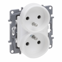 LEGRAND - NILOE SELECTION - GNIAZDO 2 X 2P+Z DO RAMEK WIELOKROTNYCH (BEZ PRZESŁONY, ZACISKI ŚRUBOWE) PERŁA - 762435