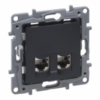 LEGRAND - GNIAZDO KOMPUTEROWE PODWÓJNE 2XRJ45 KAT. 6 STP ANTRACYT NILOE SELECTION - 762276