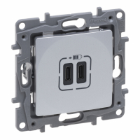 LEGRAND - NILOE SELECTION - GNIAZDO 2 X USB TYP C+C - 3 A ALUMINIUM - 762195