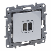 LEGRAND - NILOE SELECTION - GNIAZDO 2 X USB TYP A+C - 3 A ALUMINIUM - 762197