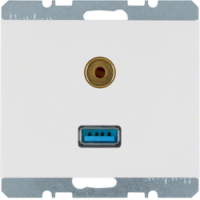 HAGER - GNIAZDO USB / 3.5 MM AUDIO BIAŁY POŁYSK K.1 - 3315397009